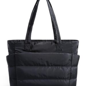 BAGSMART Tote Bag for Women, Lightweight Puffy Tote Bag with Compartments Quilted Shoulder Bag Handbag for Travel, Work, Gym