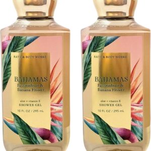 Bath and Body Works Bahamas Passionfruit & Banana Flower Shower Gel Gift Sets For Women 10 Oz 2 Pack (Bahamas Passionfruit & Banana Flower)