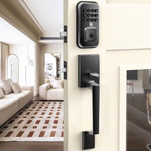 BE-TECH Keyless Entry Smart Door Lock with 2 Pull Handles, Electronic Front Door Locks Set, Digital Keypad Deadbolt, Auto Lock, One Time Codes, Anti Peeping Code, Easy...