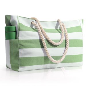 Beach Bag for Women Large Waterproof Pool Bag with Zipper, Sandproof Canvas Travel Tote Bags Gifts for Women