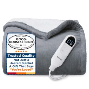 Bedsure Heated Blanket Throw Blanket - Fast Heating Electric Blanket, Soft Flannel Heated Throw with 4 Time Settings, 6 Heating Settings, Warm Gifts for Grandma & Grandpa (50x60...