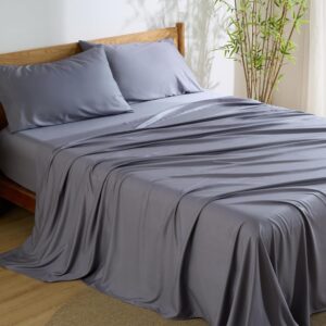 Bedsure Queen Sheet Set, Cooling Sheets for Queen Size Bed Set, Rayon Derived from Bamboo, Breathable & Soft, Deep Pocket Up to 16", Hotel Luxury Silky Bedding for Hot Sleepers,...