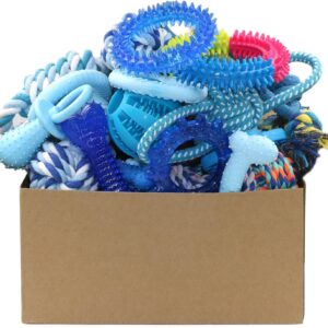 Beiker 20 Pack Puppy Chew Toys - Blue Dog Teething Toys for Puppies, Puppy Teething Rings and Ropes, Blue Rubber Toy Bundle for Small Dogs, Cute Interactive Dog Balls for Small...