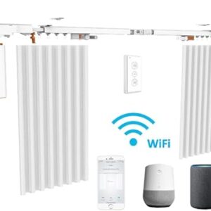 Beltless Smart Curtain System: WiFi Control, Heavy Duty, Alexa and Google Home Compatible, Adjustable Length, Easy Installation, Center Open (0-13 ft)