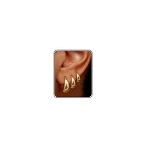 BESTEEL 3Pairs 14K Gold Plated Hoop Earrings Set for Women Chunky Earring Silver Plated Hypoallergenic Small Huggie Hoops Lightweight Tiny Thick Trendy Hoop Earrings Stacks for...