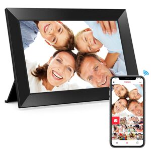 BIGASUO Digital Picture Frame, 10.1" Frameo Digital Frame WiFi with 32GB Memory, 1280x800 IPS Touch Screen, Send Photos/Videos from Your Phone Anywhere, Photo Gifts for Parents...