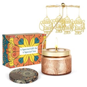 Birthday Gifts for Women, Mom, Wife, Girlfriend, Sister, Her, Female Friends, Gifts for Women Birthday Unique, Mothers Day Gift, Anniversary Rotating Candles Gift for Woman (Santa)
