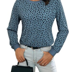 BLENCOT Long Sleeve Tops for Women Crewneck Leopard Print Casual Blouse Trendy Fall Sweatshirt Graphic Tunic Winter Clothing