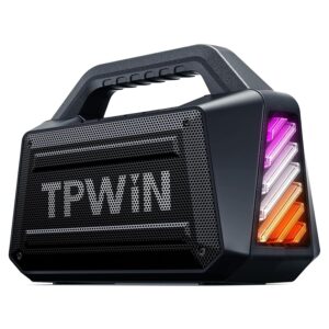 Bluetooth Speaker - 80W Loud Rugged Outdoor Speakers, IPX6 Waterproof, 20H Playtime, Deep Bass, Lightshow, TWS, BT 5.3 Wireless, Portable for Travel Hiking Camping Beach Pool -...
