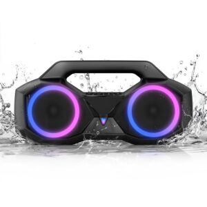 Bluetooth Speaker 80W(Peak)Loud with Bass, 20H Playtime, IPX7 Waterproof, RGB Lights, TWS, Large Portable Wireless Speakers for Outdoor, Home, Party, Pool, Beach, Tailgating,...