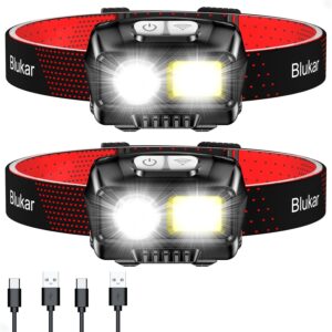 Blukar LED Headlamp Rechargeable,2000L High Lumen Super Bright Dimmable Headlight Flashlight with Motion Sensor- 8 Modes,Spotlight&Floodlight,IPX5 Waterproof for...