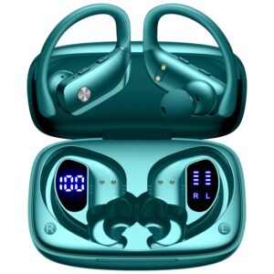 bmani Ear Buds Wireless Earbuds Bluetooth Headphones with 80H Playtime LED Display Case, Over-Ear Hook with Mic, Stereo Sound, Easy Button Controls, Sports Earphones for Running...