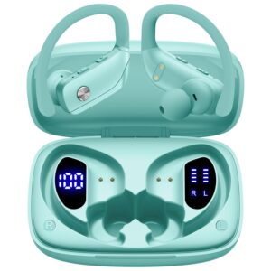 bmani Ear Buds Wireless Earbuds Bluetooth Headphones with 80H Playtime LED Display Case, Over-Ear Hook with Mic, Stereo Sound, Easy Button Controls, Sports Earphones for Running...