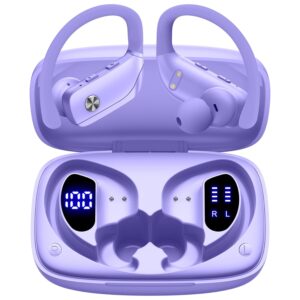 bmani Ear Buds Wireless Earbuds Bluetooth Headphones with 80H Playtime LED Display Case, Over-Ear Hook with Mic, Stereo Sound, Easy Button Controls, Sports Earphones for Running...