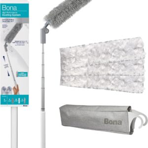 Bona High Performance Dusting System - 1 Extendable Handle, 3 Disposable Dusters, 1 Reusable Duster, & 1 Storage Bag - Extendable Dusting Kit