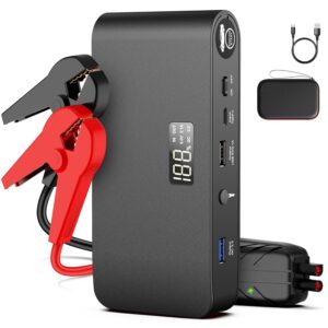 BOOKOO Car Battery Jump Starter, 3000A | 16,000 mAh Jumper for Car 8.0 L Gas | 7.0 L Diesel Engines, Jump Box with USB QC 3.0 | PD 18W Fast Charging,3 Flashlight Modes for...