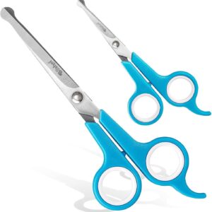 BOSHEL Dog Grooming Scissors for Dogs at Home (2 Pc) - Razor Sharp Stainless Steel Dog Scissors for Grooming - Professional Pet Scissor Set for Dogs & Cats - Best Pet Shears...