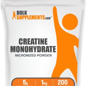 BulkSupplements.com Creatine Monohydrate Powder - Micronized Creatine Powder, Unflavored - Pure & Gluten Free, 5g (5000mg) per Servings, 1kg (2.2 lbs) (Pack of 1)