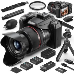 Cameras for Photography - 5K Digital Cameras with 180°Flip Screen, 64MP Vlogging Camera for YouTube, 16X Optical Zoom Shoot Fotograficas, 58mm UV Lens,2 Batteries