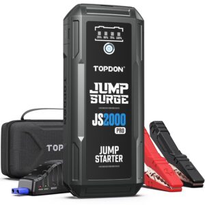 Car Battery Jump Starter, TOPDON 2000A Peak Jump Starter for Up to 8L Gas/6L Diesel Engines, 12V Portable Battery Booster Jump Starter Pack with Jumper Cables and EVA Protection...