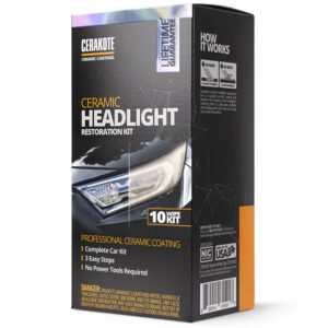 CERAKOTE® Ceramic Headlight Restoration Kit – Guaranteed To Last As Long As You Own Your Vehicle – Brings Headlights Back to Like New Condition - No Power Tools Required - 10...
