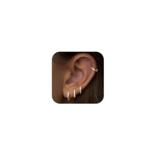 Christmas Earrings Small Gold Huggie Hoop Earrings Set for Women Men Hypoallergenic 14K Plated Stack Cartilage Earrings, Multiple Piercing Lightweight Mini Thin Cute Dainty...