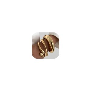 Chunky Gold Bangle Bracelets for Women, Dainty 14k Gold Plated Big Stackable Bangles Set, Trendy Statement Cuff Bracelet Stack Fashion Jewelry Gifts