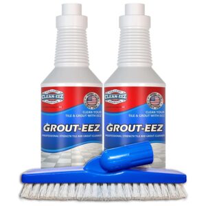 Clean-eez Grout Cleaner 2 Pack with Stand-Up Brush Attachment - Stain Remover Heavy-Duty Scrubber - Bathroom Shower Ceramic Porcelain Tile & Grout Only - Easy Control Flip Top...