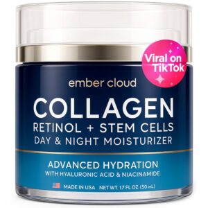Collagen Face Cream with Stem Cells Retinol Hyaluronic Acid Niacinamide for All Skin Types - Anti-Aging Face Moisturizer with Airless Pump - Day & Night Cream for Wrinkles -...