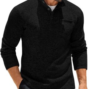 COOFANDY Men's Casual Henley Pullover Sweatshirt Thermal Fleece Slim Fit Sweater