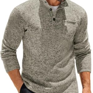 COOFANDY Men's Casual Henley Pullover Sweatshirt Thermal Fleece Slim Fit Sweater