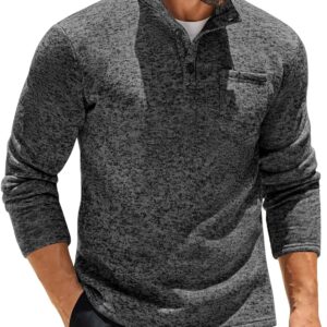 COOFANDY Men's Casual Henley Pullover Sweatshirt Thermal Fleece Slim Fit Sweater