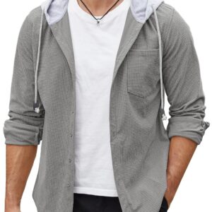 COOFANDY Men's Corduroy Shirt Jackets Long Sleeve Button Down Casual Stylish Hooded Shacket Jacket with Pocket