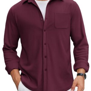 COOFANDY Mens Flannel Shirts Long Sleeve Thermal Button Down Shirt Shacket Lightweight Jacket