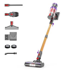 Coovy Cordless Vacuum Cleaner SU7, 580W 50Kpa 75 Minutes Runtime Stick Vacuum with Touch Screen, Anti-Tangle Wireless Powerful Lightweight Vac for Home Pet Hair Carpet Hardwood,...