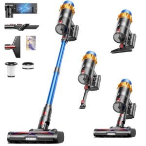 Cordless Vacuum Cleaner, 600W 50KPA 70Mins Vacuum Cleaners for Home, Self-standing Stick Vacuum with Aromatherapy, Anti-Tangle Brush, Wall Mount Charging Vacuum for Hardwood...