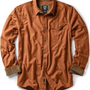 CQR Men's 100% All Cotton Button Down Flannel Shirts, Long Sleeve Brushed Warm Soft Casual Outdoor Plaid Shirt