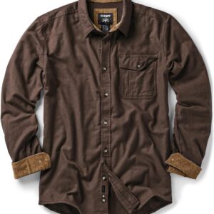 CQR Men's 100% All Cotton Button Down Flannel Shirts, Long Sleeve Brushed Warm Soft Casual Outdoor Plaid Shirt