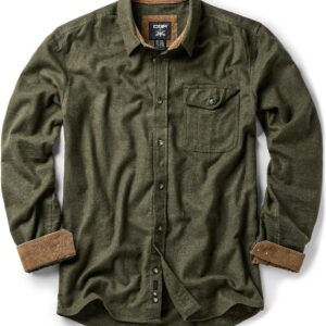 CQR Men's 100% All Cotton Button Down Flannel Shirts, Long Sleeve Brushed Warm Soft Casual Outdoor Plaid Shirt