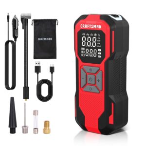 CRAFTSMAN Tire Inflator Portable Air Compressor, Cordless Mini Air Pump for Car Tires with Digital Tire Pressure Gauge, 6000mAh Battery Powered Air Pump, Max Pressure 150 PSI,...