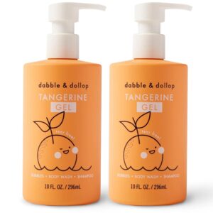 Dabble & Dollop Tangerine Body Wash & Shampoo โ 3-in-1 Natural Bubble Bath for Kids, Made in USA, No Parabens or Sulfates, Vegan, Gluten-Free, Tear-Free (10oz, Pack of 2)