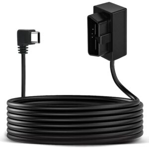Dash Cam Hardwire Kit๏ผOBD Power Cable for Dash Camera ๏ผUSB Type C Adapter Hardwire Charger Cable for Dashcam with Low Voltage Protection(11.6V Auto-cutoff ) 24h Parking Mode for...