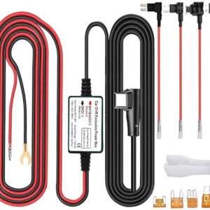 Dash Cam Hardwire Kit, Type C USB Hard Wire Kit 12V-24V to 5V Hardwire Kit with Low Voltage Protection 13ft/320cm Car Dash Camera Charger Power Cord for Dashcam Supply Radar...