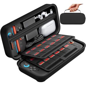 daydayup Switch Carrying Case Compatible with Nintendo Switch 2, with 24 Games Cartridges Protective Hard Shell Travel Carrying Case Pouch for Console & Accessories DS case