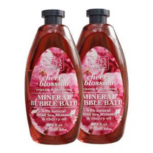 Dead Sea Collection Bubble Bath with Cherry Blossom for Women and Men โ Cherry Seeds Oil and Dead Sea Salt - Nourishing and Moisturizing Skin - Pack of 2 (67.6 fl.oz)