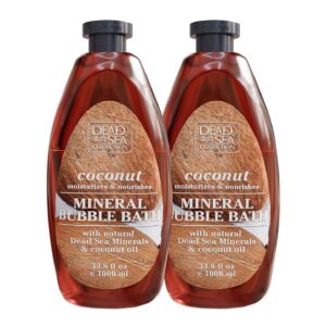 Dead Sea Collection Bubble Bath with Coconut for Women and Men - Coconut Oil and Pure Dead Sea Minerals - Nourishing and Moisturizing Skin - Pack of 2 (67.6 fl.oz)