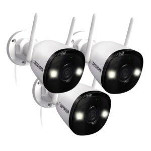 Defender AI Powered 4K Guard Pro 8MP WiFi 6, Plug-in Power Wireless Security Camera Outdoor, with Smart AI Human Detection, Bluetooth, Two-Way Talk, Works w/Guard App, 3 Pack