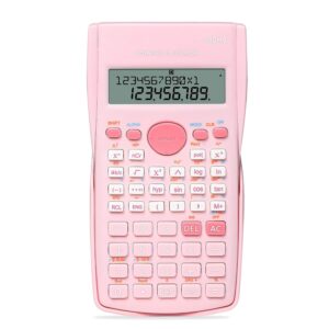 deli Pink Scientific Calculator, 2 Line Cute Calculator Scientific Math Calculator for Students Algebra Geometry Basic Caculator for Middle and High School Students College...