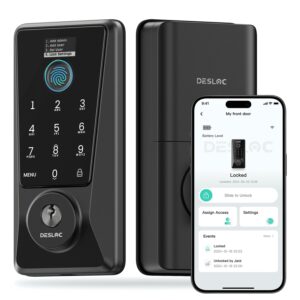 DESLOC Smart Lock D110 Plus, Fingerprint Keyless Entry Door Lock, Built-in Wi-Fi, App Remote Control, Smart Locks for Front Door, Keypad Deadbolt with LockVue Display, IP54,...