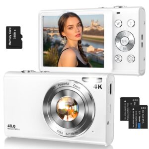 Digital Camera,Autofocus 4K Vlogging Camera for Photography with 32GB Card,48MP Portable Compact Point and Shoot Digital Camera for Teens Adult Beginner with 16X...